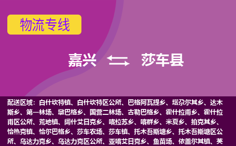 嘉兴到莎车县物流公司,嘉兴到莎车县货运,嘉兴到莎车县物流专线