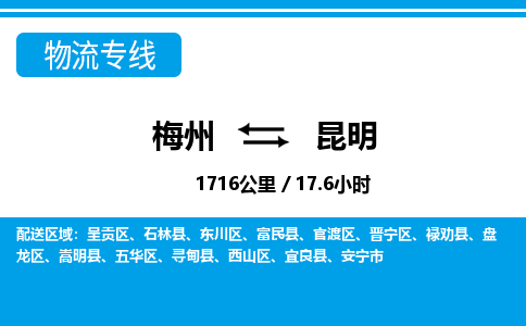 梅州到昆明物流专线|梅州至昆明货运专线