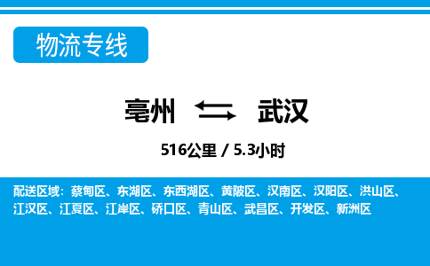 亳州到武汉物流专线|亳州至武汉货运专线