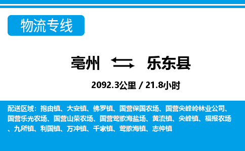 亳州到乐东县物流专线|亳州至乐东县货运专线