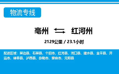 亳州到红河州物流专线|亳州至红河州货运专线