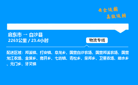 启东市到白沙县物流专线,启东市到白沙县货运,启东市到白沙县物流公司