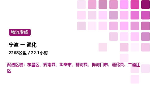 宁波到通化物流公司-整车运输专线直达不中转「市县闪送」