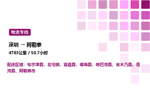 深圳到阿勒泰物流公司-整车运输专线直达不中转「市县闪送」