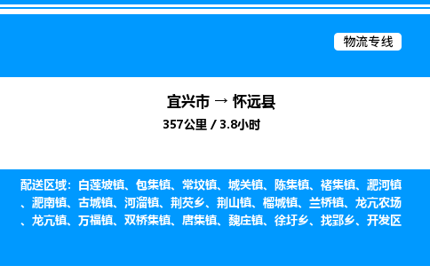 宜兴市到怀远县物流专线/公司 实时反馈/全+境+达+到