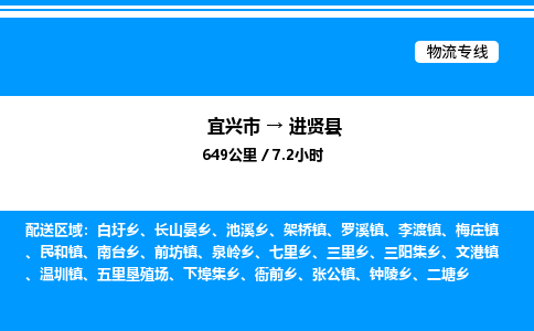 宜兴市到进贤县物流专线/公司 实时反馈/全+境+达+到