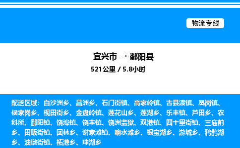 宜兴市到鄱阳县物流专线/公司 实时反馈/全+境+达+到