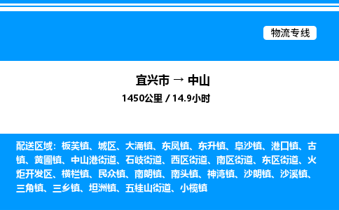 宜兴到中山物流专线/公司 实时反馈/全+境+达+到