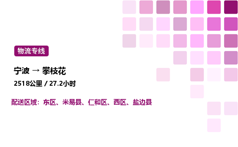 宁波到攀枝花物流公司-整车运输专线直达不中转「市县闪送」