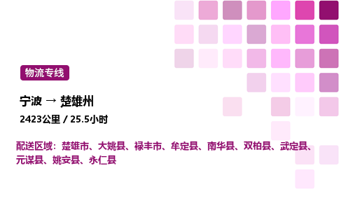 宁波到楚雄州物流公司-整车运输专线直达不中转「市县闪送」