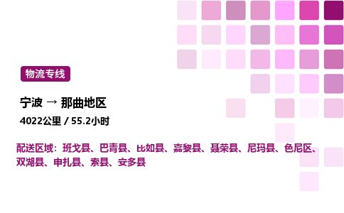 宁波到那曲地区物流公司-整车运输专线直达不中转「市县闪送」