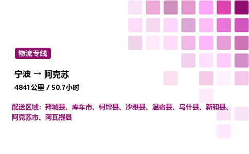 宁波到阿克苏物流公司-整车运输专线直达不中转「市县闪送」